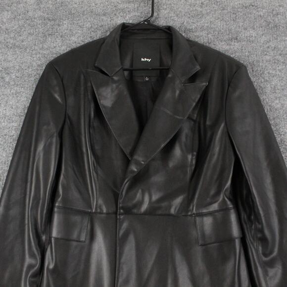 Khy x Namilia Dress Large Black Faux Leather Blazer Mini Chic Trench Night Out - Picture 6 of 14